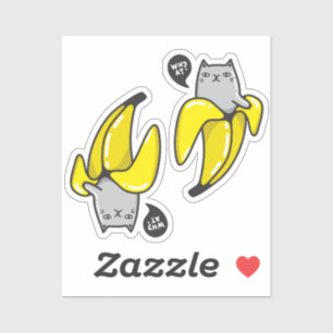 Kat in bananen sticker