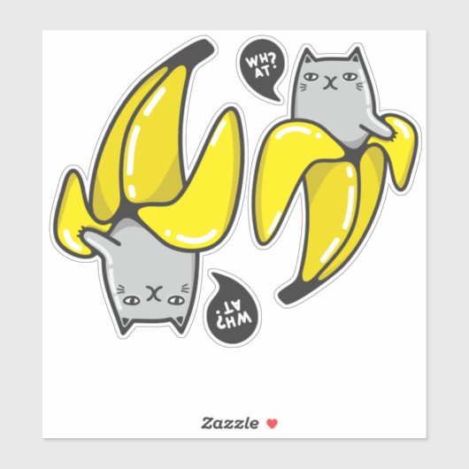 Kat in bananen sticker (Vel)