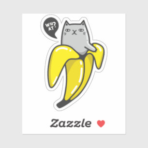 Kat in bananen sticker