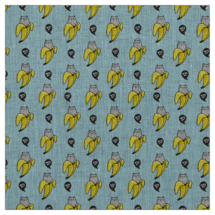 Kat in bananen stof