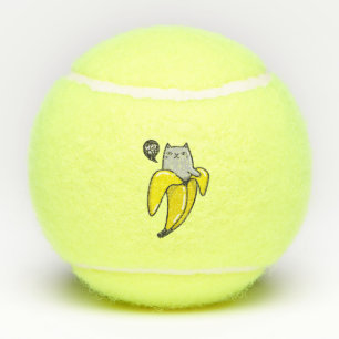 Kat in bananen tennisballen