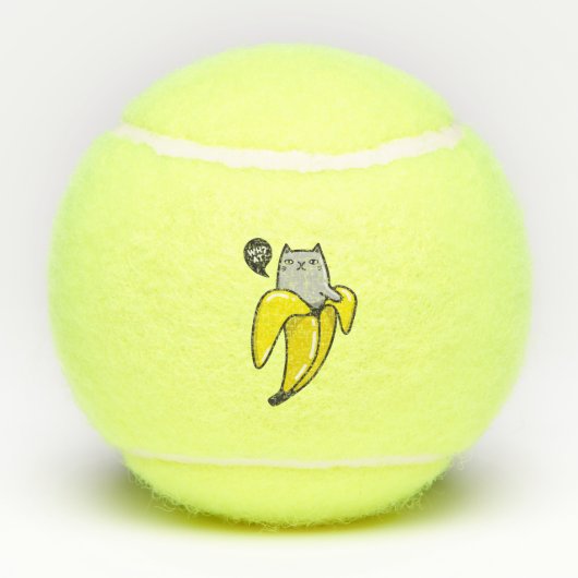Kat in bananen tennisballen (Achterkant)