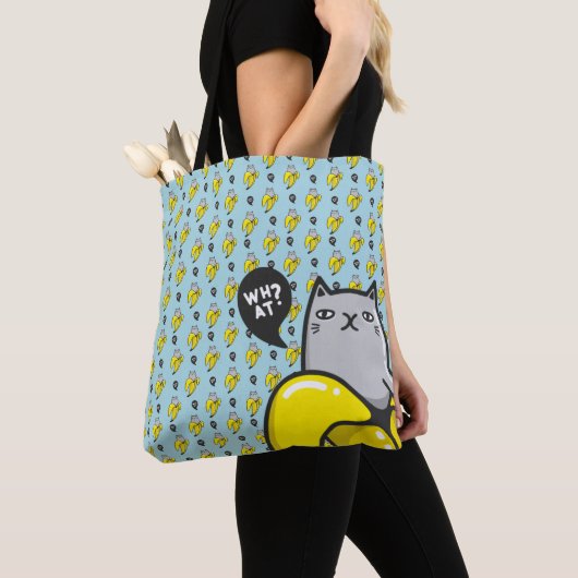 Kat in bananen tote bag (Dichtbij)