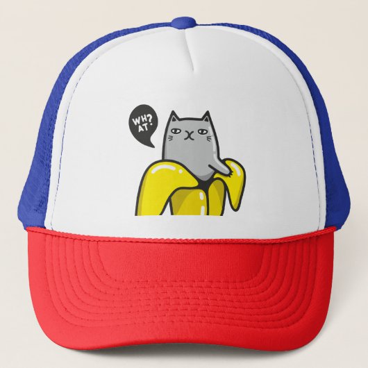 Kat in bananen trucker pet (Voorkant)