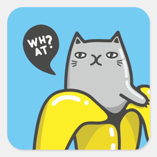 Kat in bananen vierkante sticker (Voorkant)