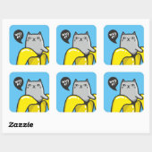 Kat in bananen vierkante sticker (Vel)