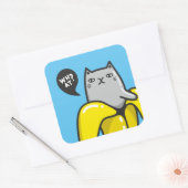 Kat in bananen vierkante sticker (Envelop)