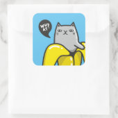 Kat in bananen vierkante sticker (Tas)