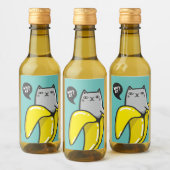 Kat in bananen wijn etiket (Flessen)