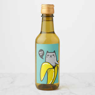 Kat in bananen wijn etiket