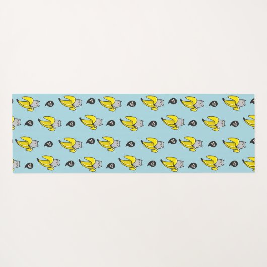 Kat in bananen yogamat (Achterkant (horizontaal))