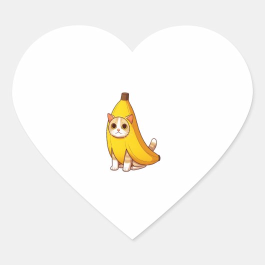 Kat in bananenkostuum hart sticker (Voorkant)