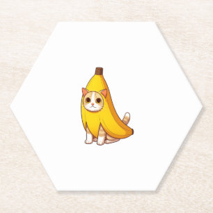 Kat in bananenkostuum kartonnen onderzetters