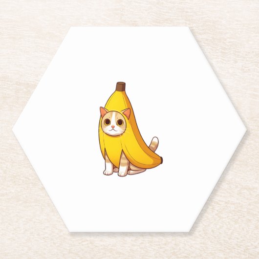 Kat in bananenkostuum kartonnen onderzetters (Voorkant)