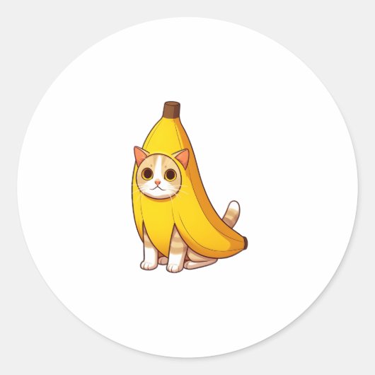 Kat in bananenkostuum ronde sticker (Voorkant)