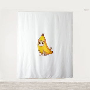 Kat in bananenkostuum wandkleed