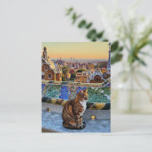 Kat in Barcelona Spanje Park Güell Reizen Briefkaart (Staand voorkant)