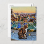 Kat in Barcelona Spanje Park Güell Reizen Briefkaart (Voorkant / Achterkant)