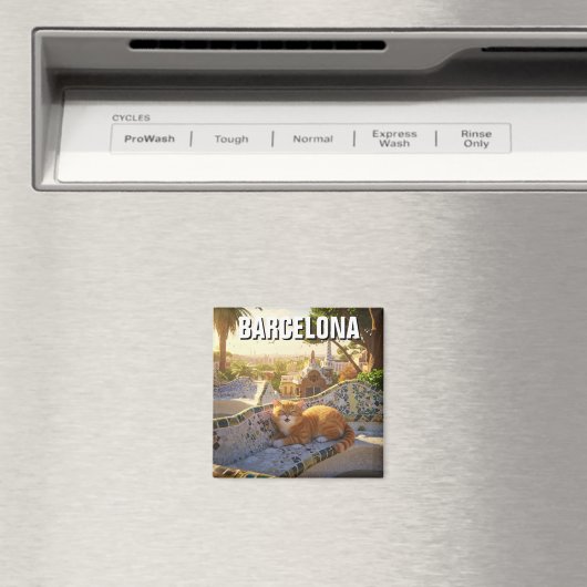 Kat in Barcelona Spanje Park Güell Reizen Magneet (Insitu (Vaatwasser))