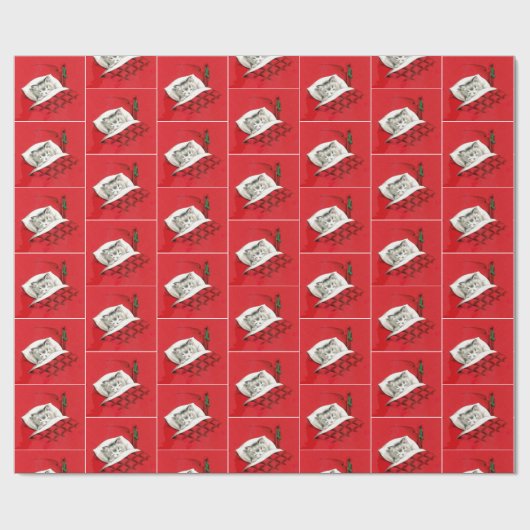  kat in bed met Kerstmis Cadeaupapier (Vlak)