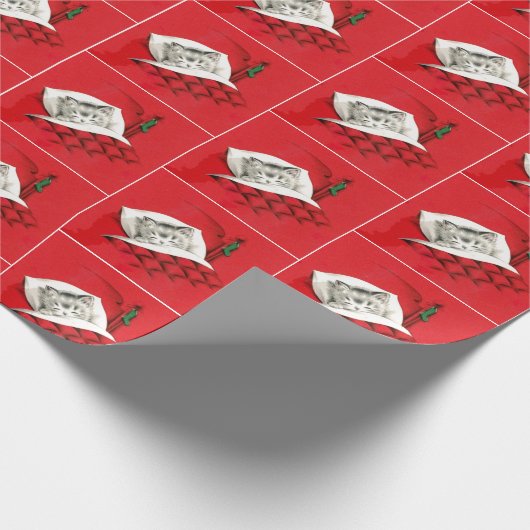  kat in bed met Kerstmis Cadeaupapier (Hoek)