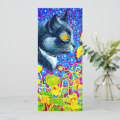 Kat in bloemen kaart (Staand voorkant)