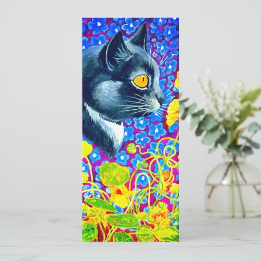 Kat in bloemen kaart (Staand voorkant)