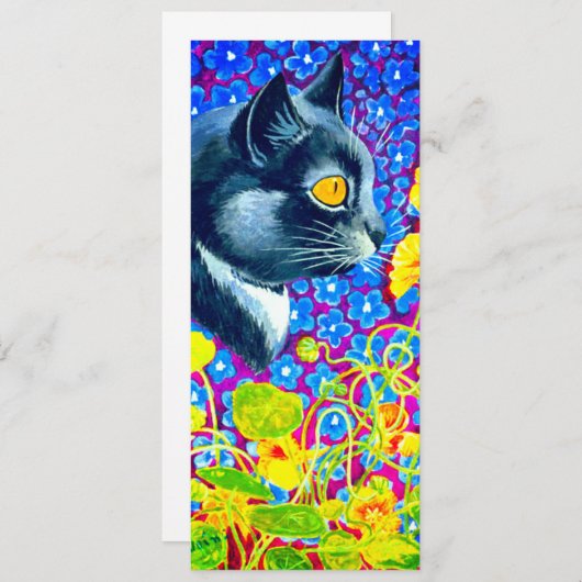 Kat in bloemen kaart (Voorkant / Achterkant)