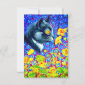 Kat in bloemen kaart (Voorkant)