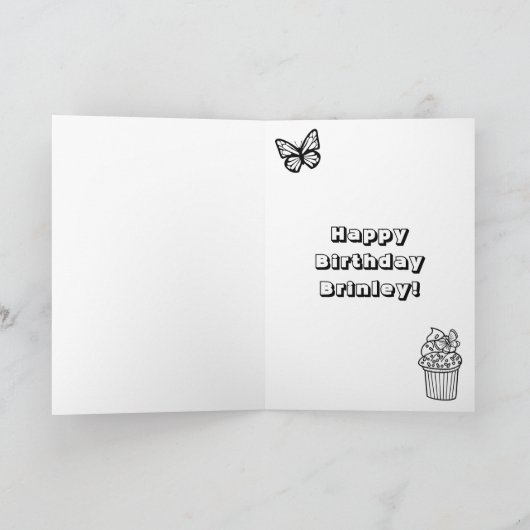 Kat in bloemen kleurplaat | Birthday Kaart (Binnen)