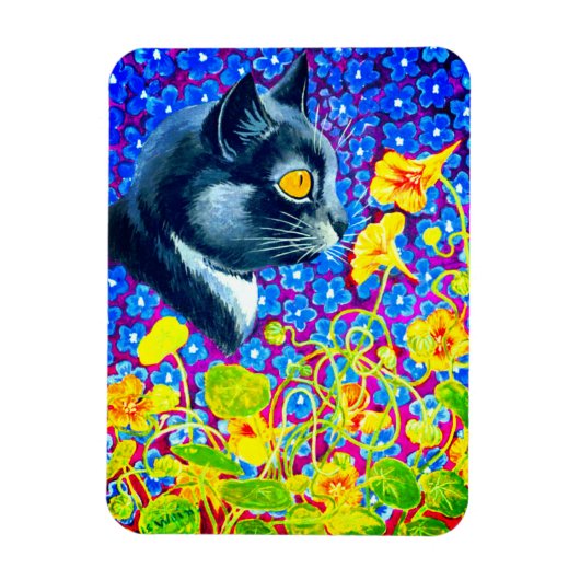 Kat in bloemen magneet (Verticaal)