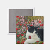Kat in bloemen magneet (Voorkant / Achterkant)