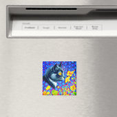 Kat in bloemen magneet (Insitu (Vaatwasser))