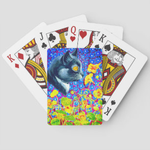 Kat in bloemen pokerkaarten