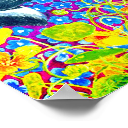 Kat in bloemen poster (Hoek)