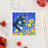 Kat in bloemen servet (Insitu)