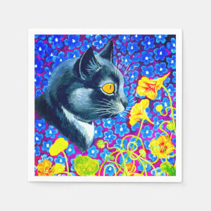 Kat in bloemen servet