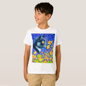 Kat in bloemen t-shirt (Voorkant volledig)