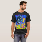 Kat in bloemen t-shirt (Voorkant volledig)