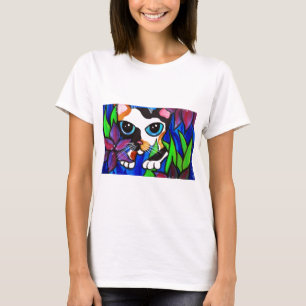 Kat in bloemen t-shirt