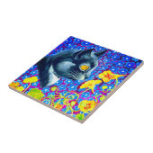 Kat in bloemen tegeltje (Zijkant)