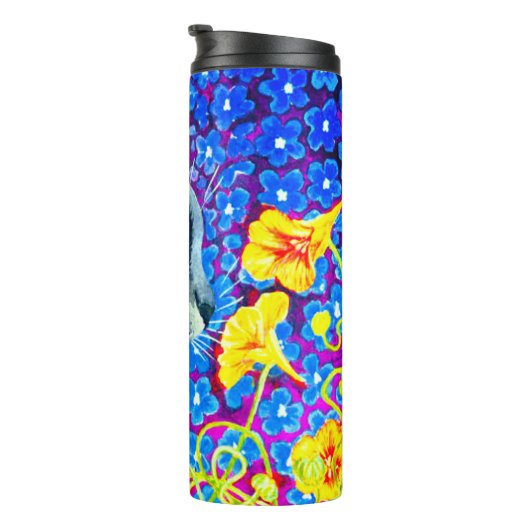 Kat in bloemen thermosbeker (Geroteerd rechts)