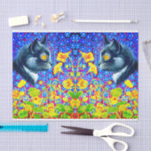 Kat in bloemen tissuepapier (Craft)