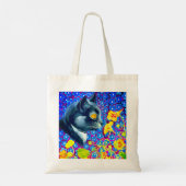 Kat in bloemen tote bag (Achterkant)