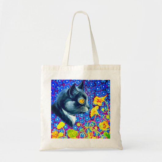 Kat in bloemen tote bag (Voorkant)