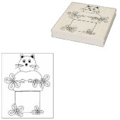 Kat in bloempot rubberstempel (Gestempeld)