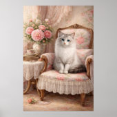 Kat in bloemstoel poster (Voorkant)