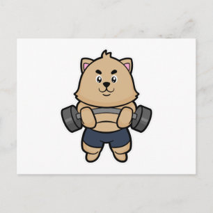 Kat in Bodybuilding met Barbell Briefkaart