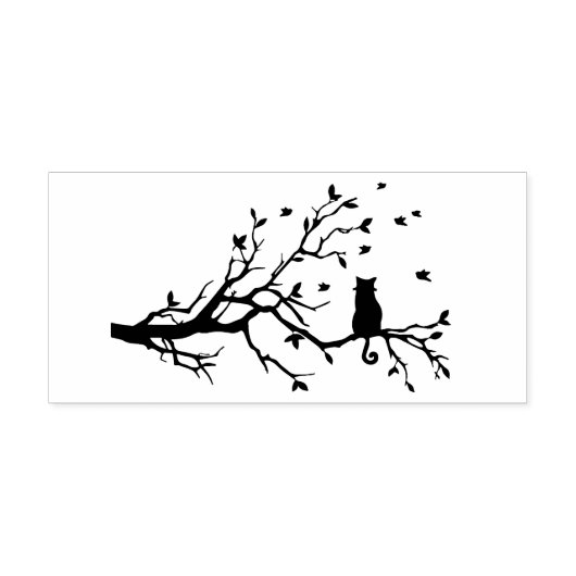 Kat in boom silhouet rubberstempel (Afrduk)
