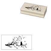 Kat in boom silhouet rubberstempel (Gestempeld)